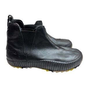 SIMPLE (FUTURE-PAST) QUALITY BLACK LEATHER SLIPON BOOTS Sz 10